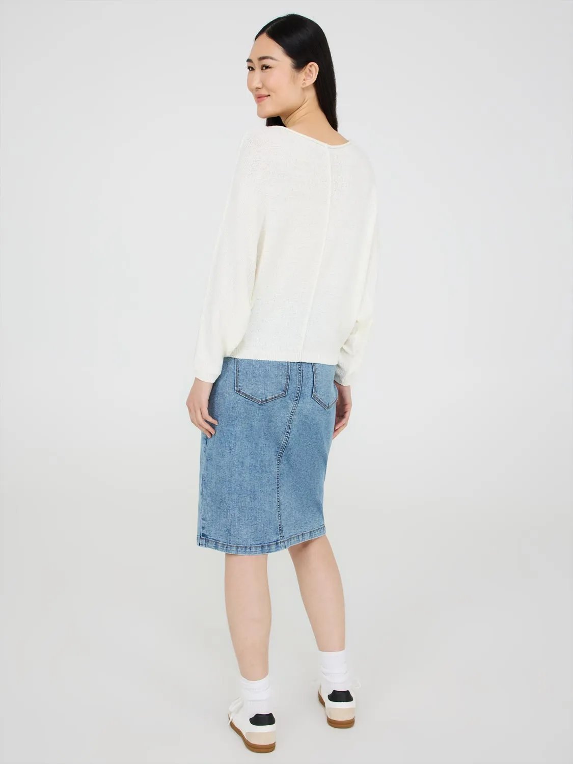 Boat Neck Dolman Sleeve Sweater
