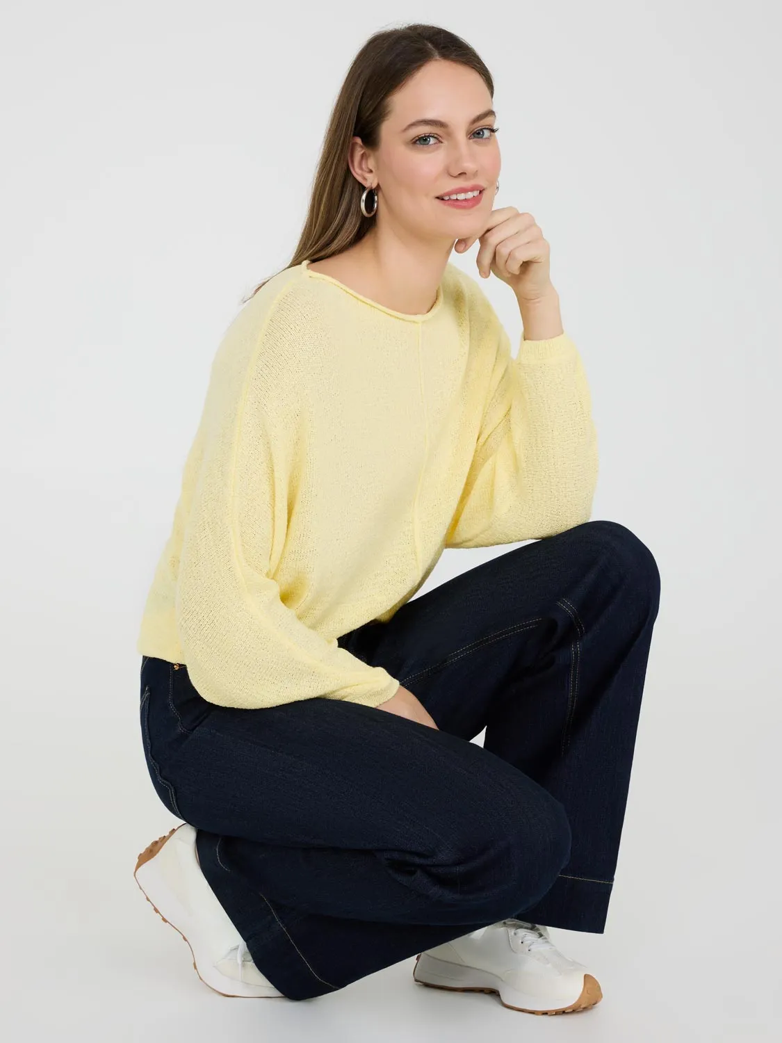 Boat Neck Dolman Sleeve Sweater