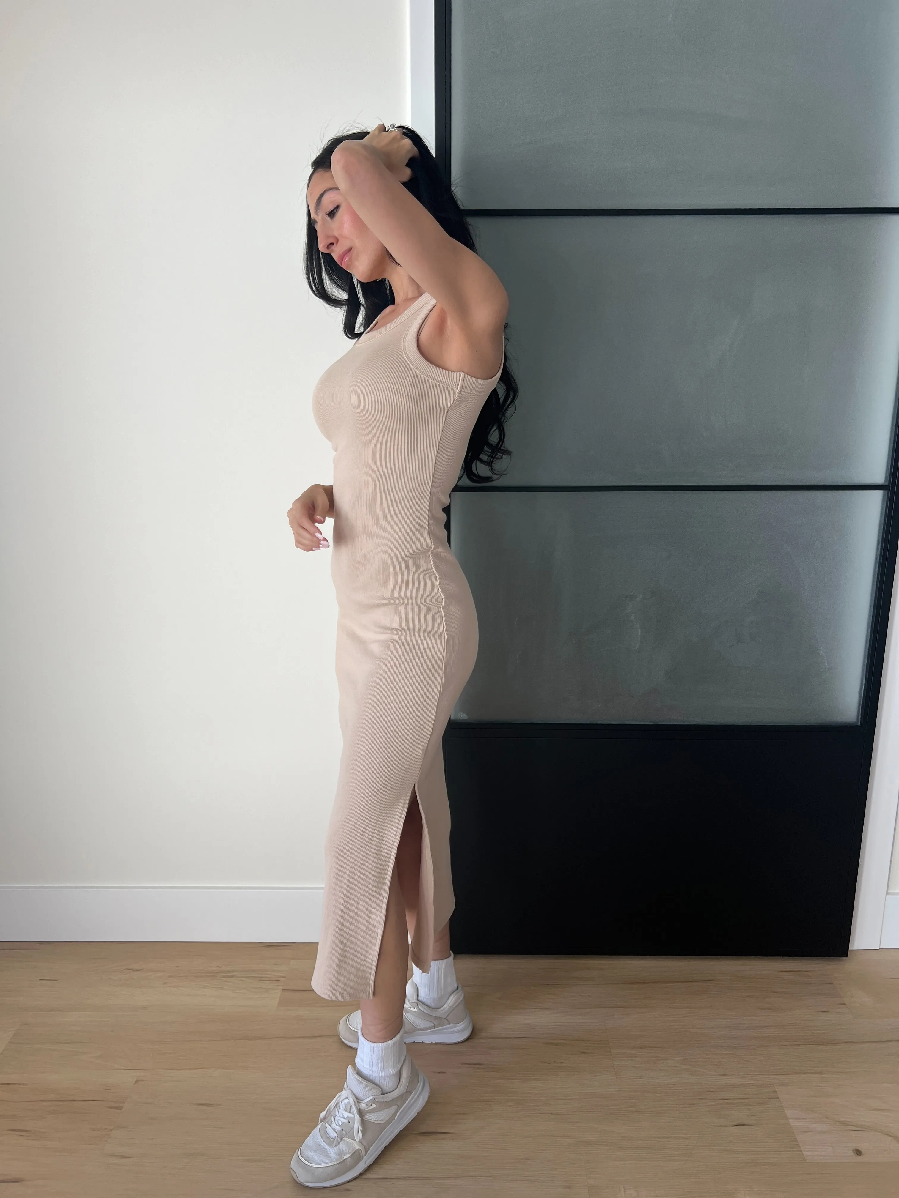 Bodycon Midi Dress-Taupe