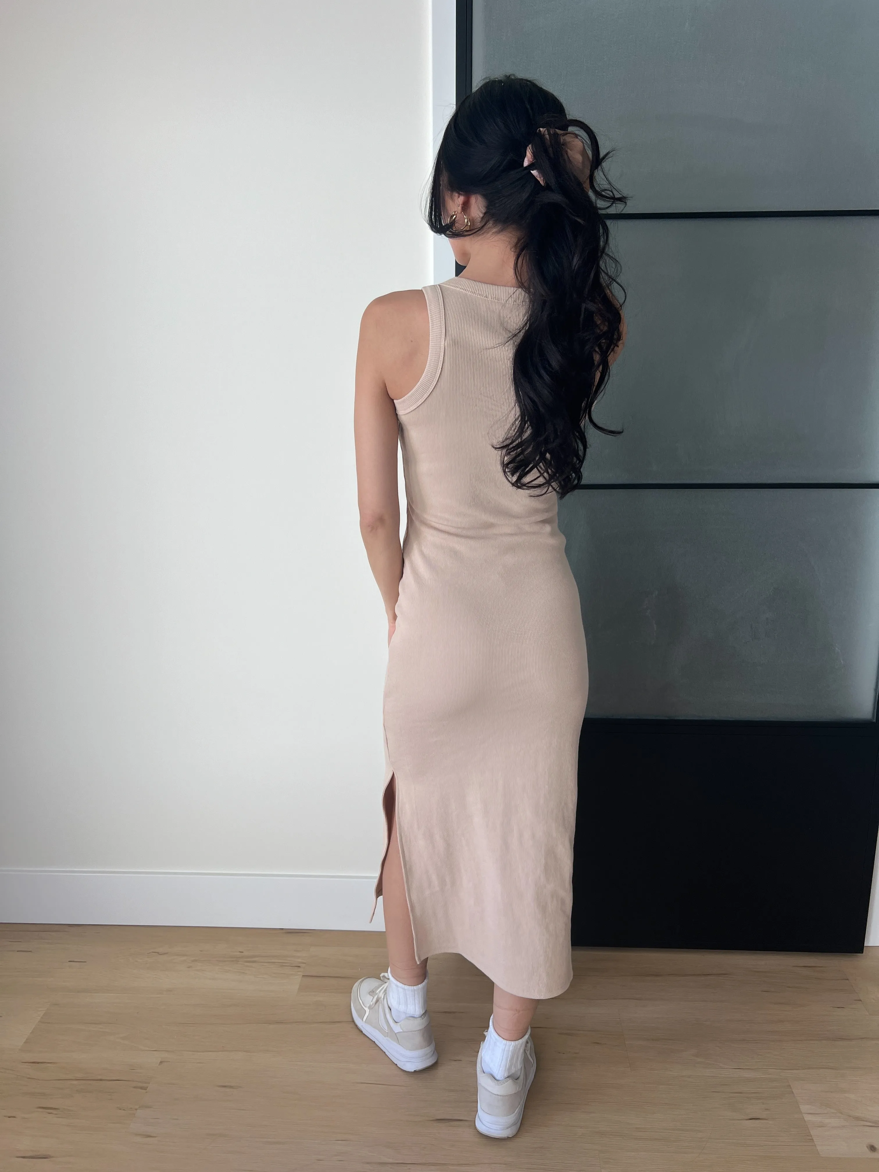 Bodycon Midi Dress-Taupe