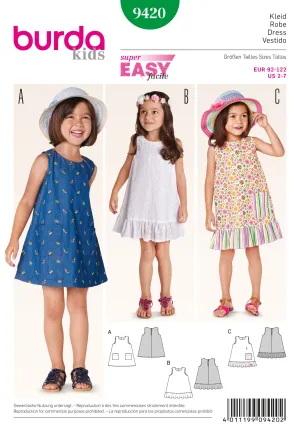 Burda Pattern 9420 Girls Dress