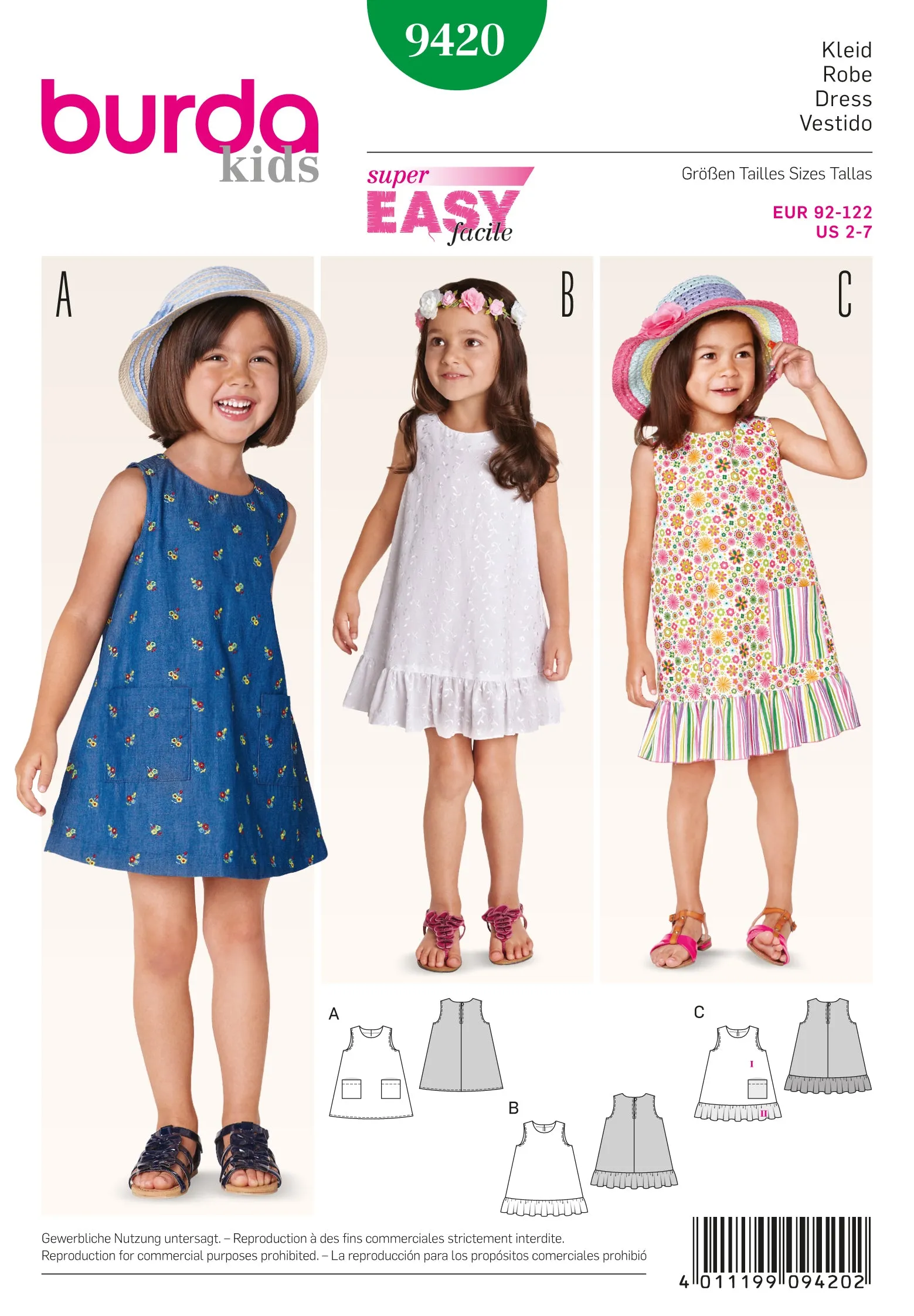 Burda Pattern 9420 Girls Dress