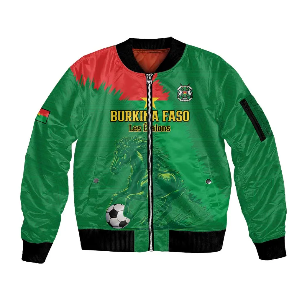 Burkina Faso Football Custom Sleeve Zip Bomber Jacket Go Stallions LT15