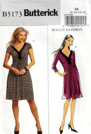 Butterick 5173 Womens MAGGY LONDON Stretch Gathered Bodice Dress Out Of Print Sewing Pattern Sizes 8 - 14 UNCUT Factory Folded