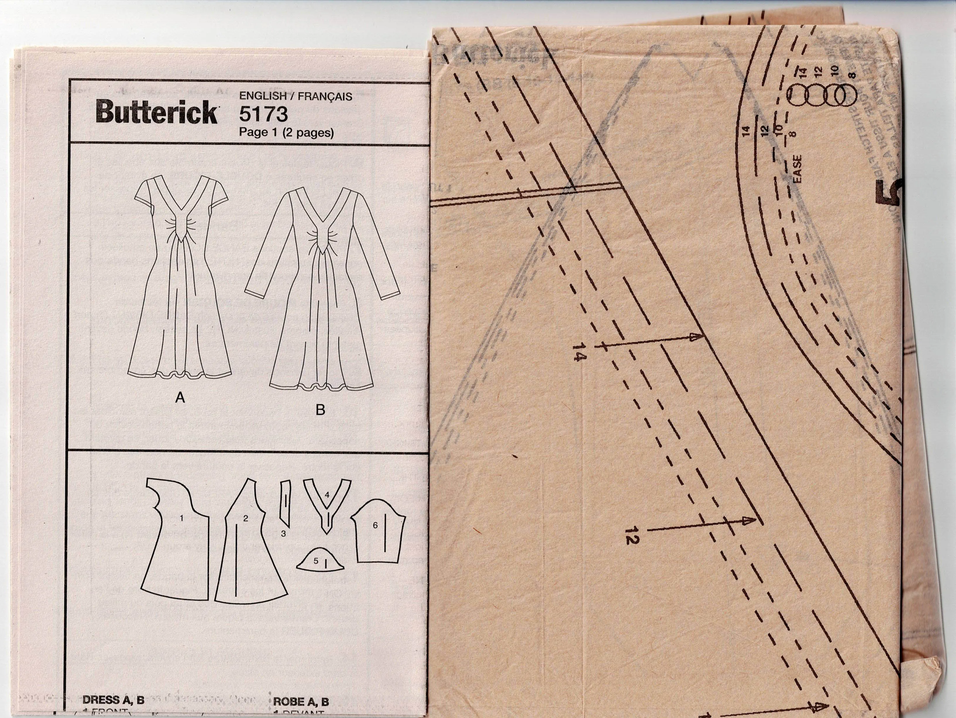 Butterick 5173 Womens MAGGY LONDON Stretch Gathered Bodice Dress Out Of Print Sewing Pattern Sizes 8 - 14 UNCUT Factory Folded