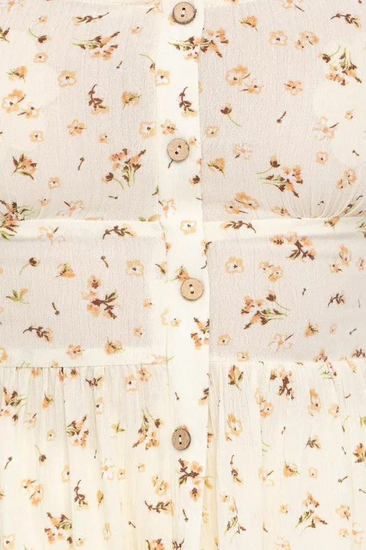 Button Down Back Smocking Ditsy Print Top, Gilli