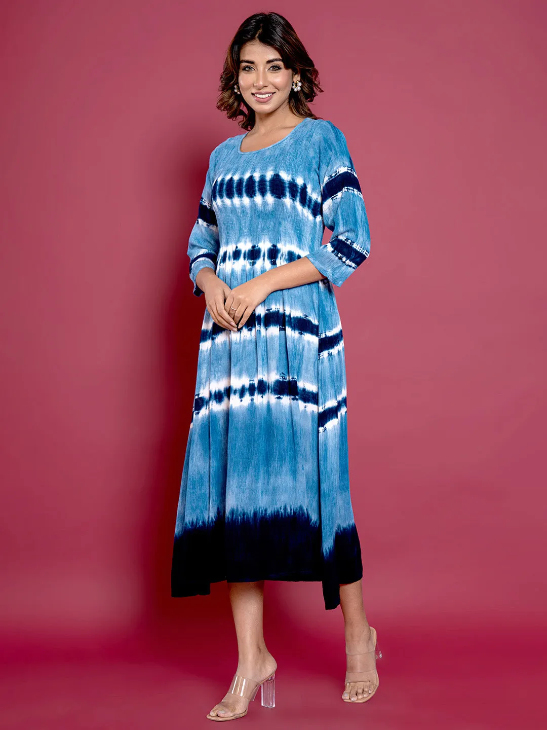 Buy Blue Comfort Fit Rayon Ethnic Dress for Women Online - Zola