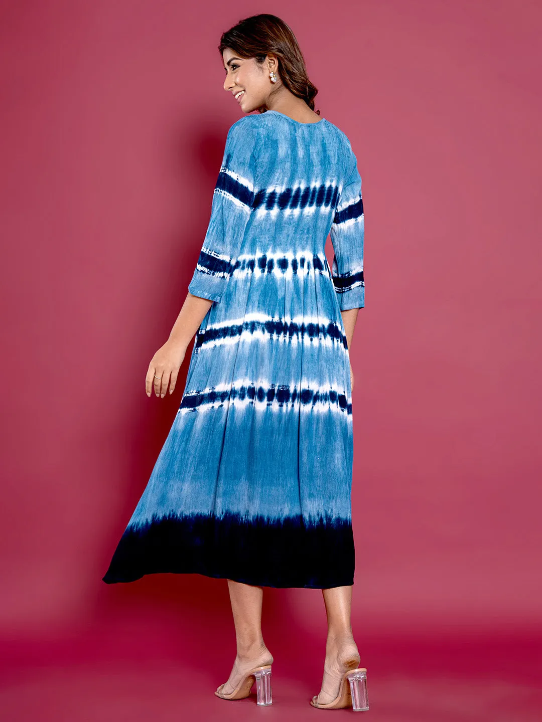 Buy Blue Comfort Fit Rayon Ethnic Dress for Women Online - Zola