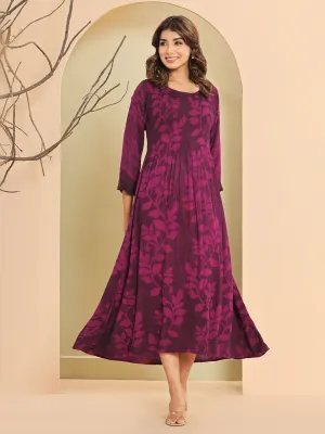 Buy Maroon Comfort Fit Rayon Ethnic Dress for Women Online - Zola