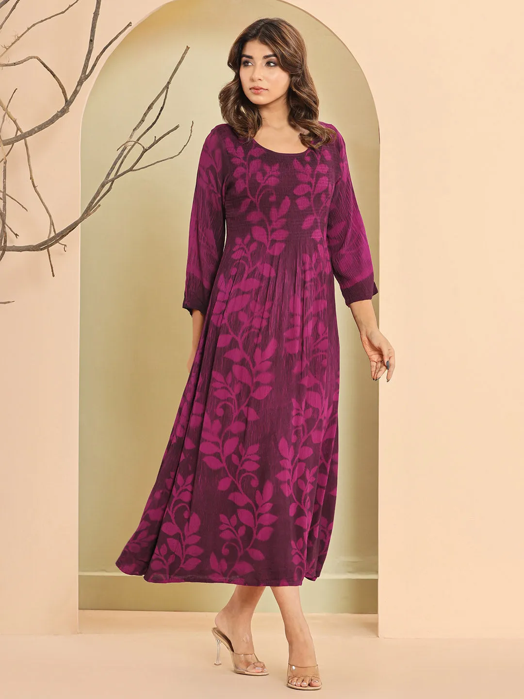 Buy Maroon Comfort Fit Rayon Ethnic Dress for Women Online - Zola