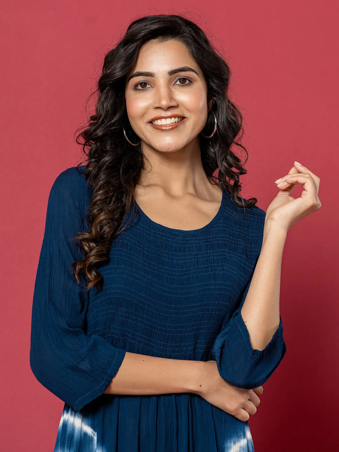 Buy NavyBlue Comfort Fit Rayon Ethnic Dress for Women Online-Zola