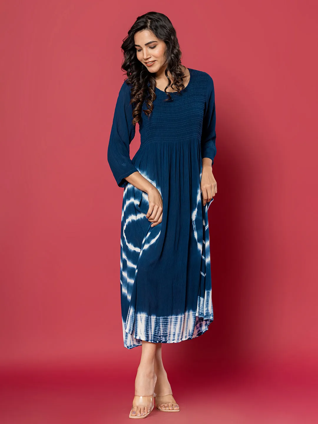 Buy NavyBlue Comfort Fit Rayon Ethnic Dress for Women Online-Zola