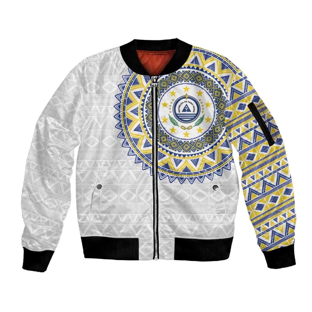 Cape Verde African Tribal Pattern Sleeve Zip Bomber Jacket Chest Arm Tattoo LT15