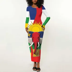 Central African Republic Republic Day 1958 Long Sleeve Bodycon Dress Zo Kwe Zo - Flag Style LT18