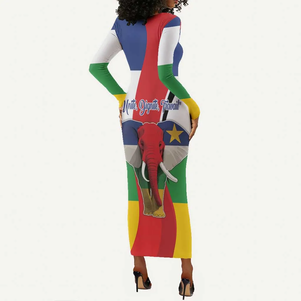 Central African Republic Republic Day 1958 Long Sleeve Bodycon Dress Zo Kwe Zo - Flag Style LT18