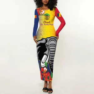 Chad Independence Day Long Sleeve Bodycon Dress Happy 64 Years Of Independence LT14