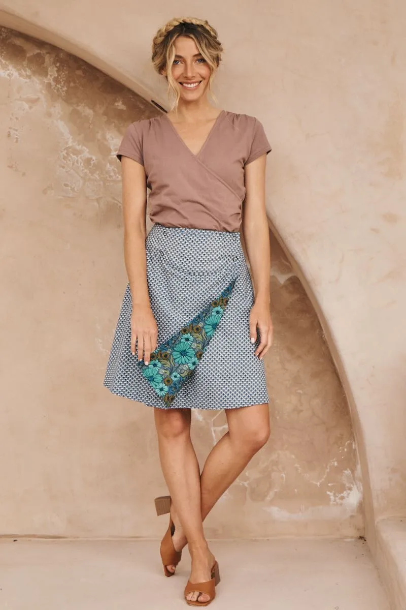 Chameleon Reversible Skirt - Bluebell & Enoki