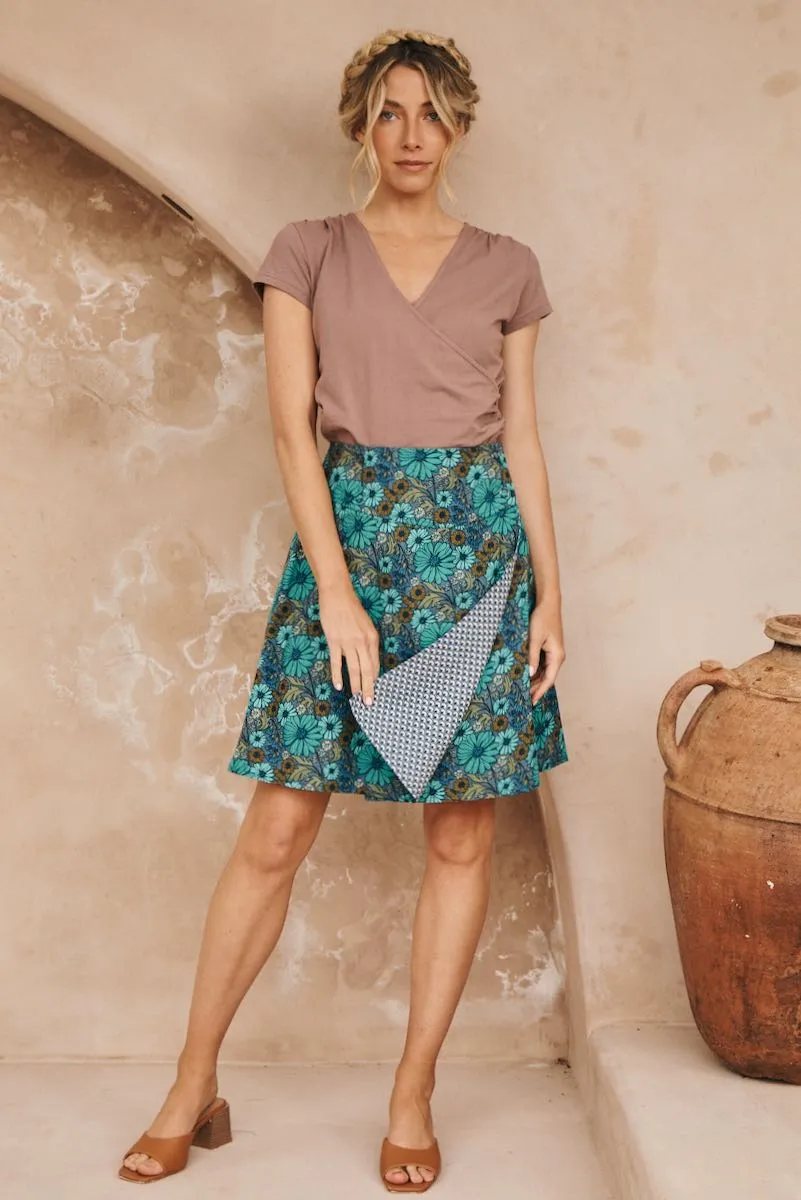 Chameleon Reversible Skirt - Bluebell & Enoki