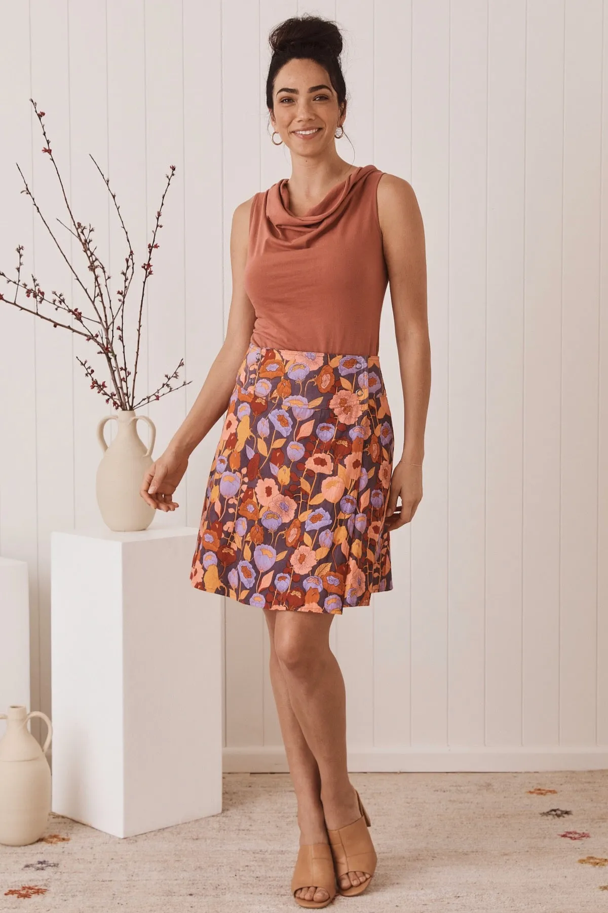 Chameleon Reversible Skirt - Poppy Peach & Buttercup