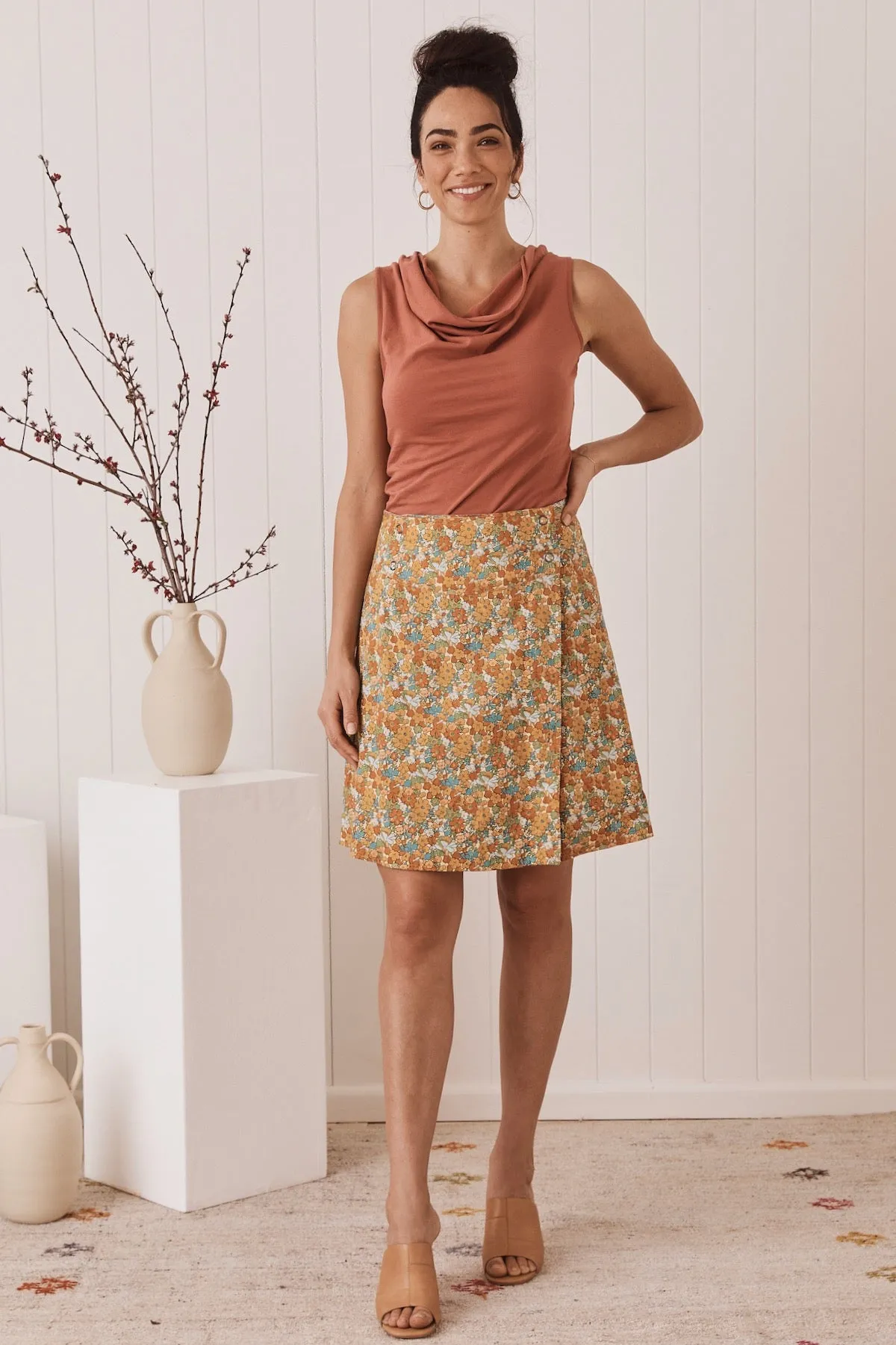 Chameleon Reversible Skirt - Poppy Peach & Buttercup