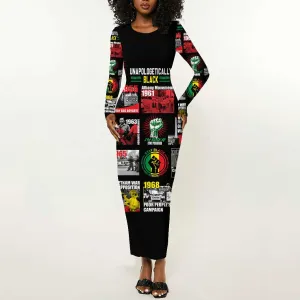 Civil Rights Movement Long Sleeve Bodycon Dress Poster Art Black Pride DT02