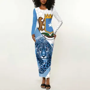 Coat of arms of Soomaaliya Long Sleeve Bodycon Dress Leopard Skin mix Islamic Pattern LT15