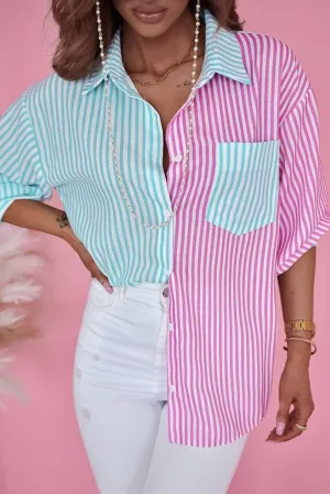 Contrast Striped Print Long Sleeve Shirt