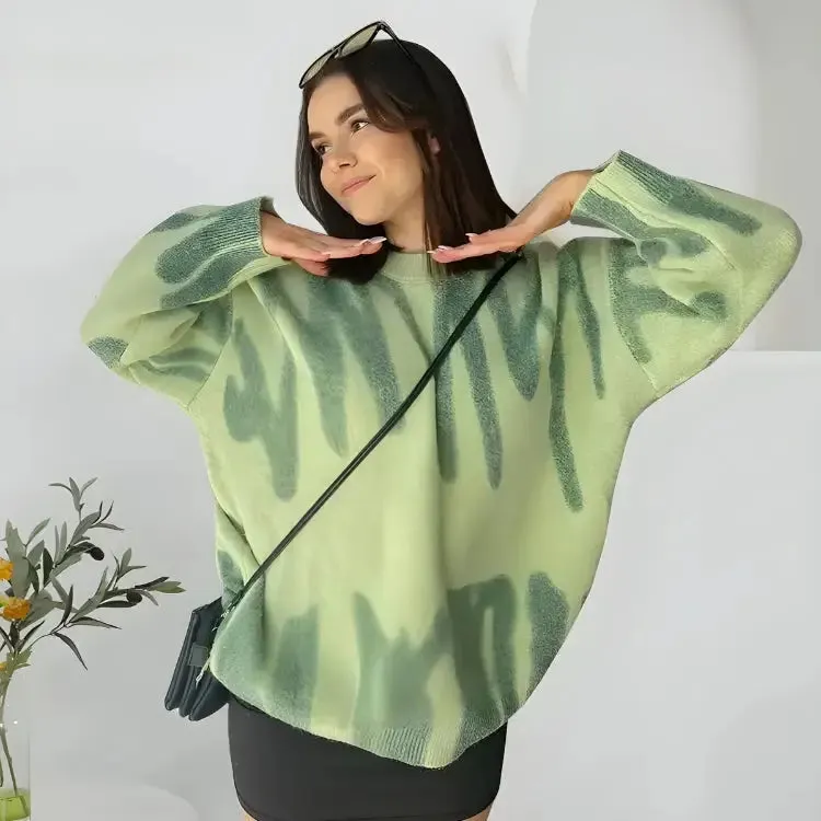 Cozy Knitted Sweater with Wavy Line Design for Winter Comfort