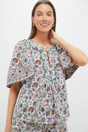 Cream Chintz Finley Flutter Sleeve Top
