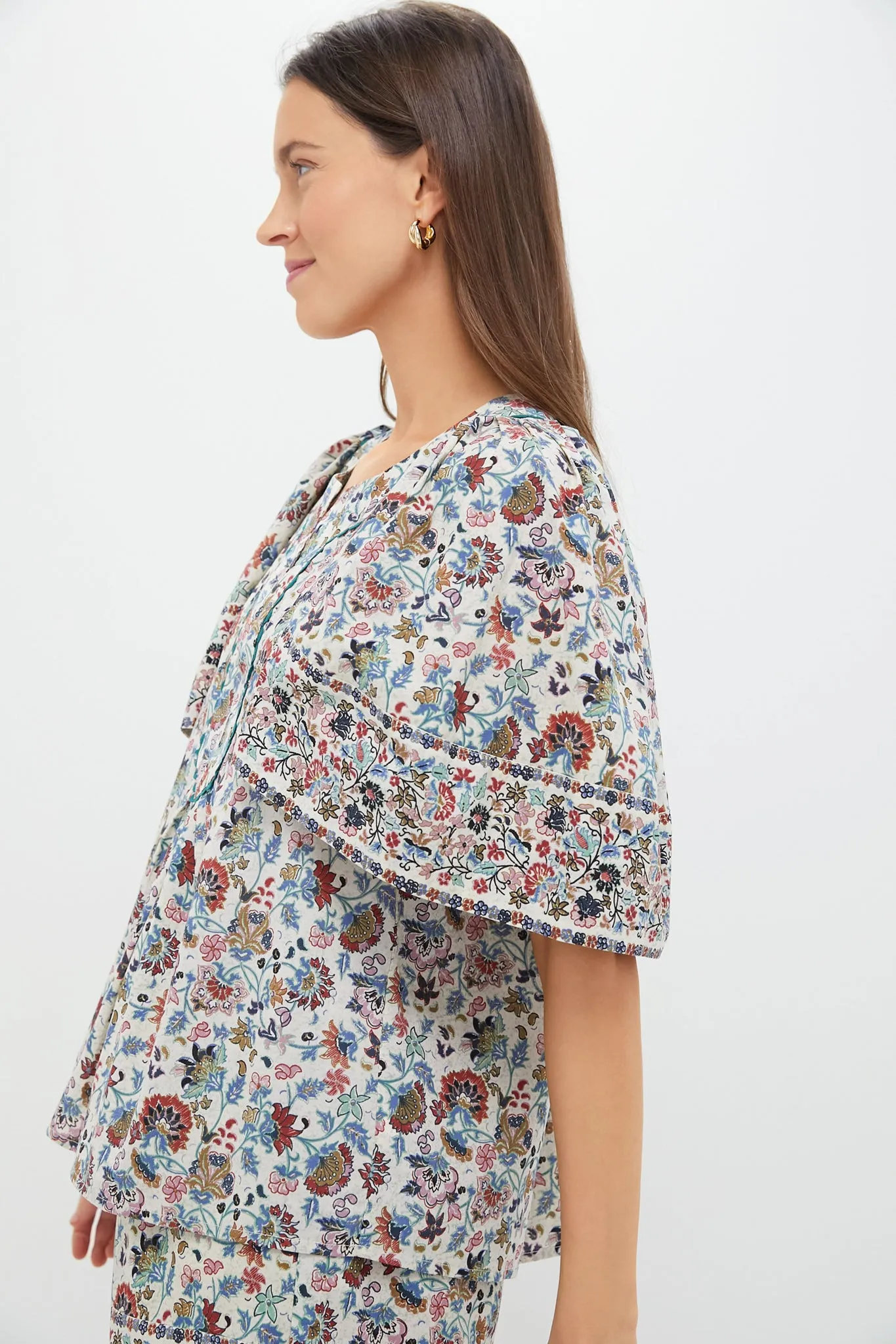 Cream Chintz Finley Flutter Sleeve Top