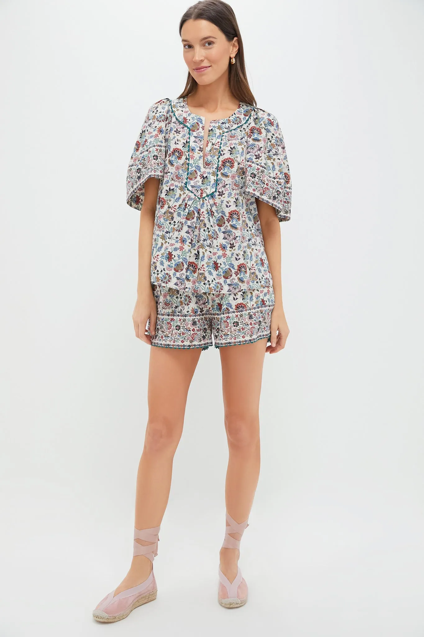 Cream Chintz Finley Flutter Sleeve Top