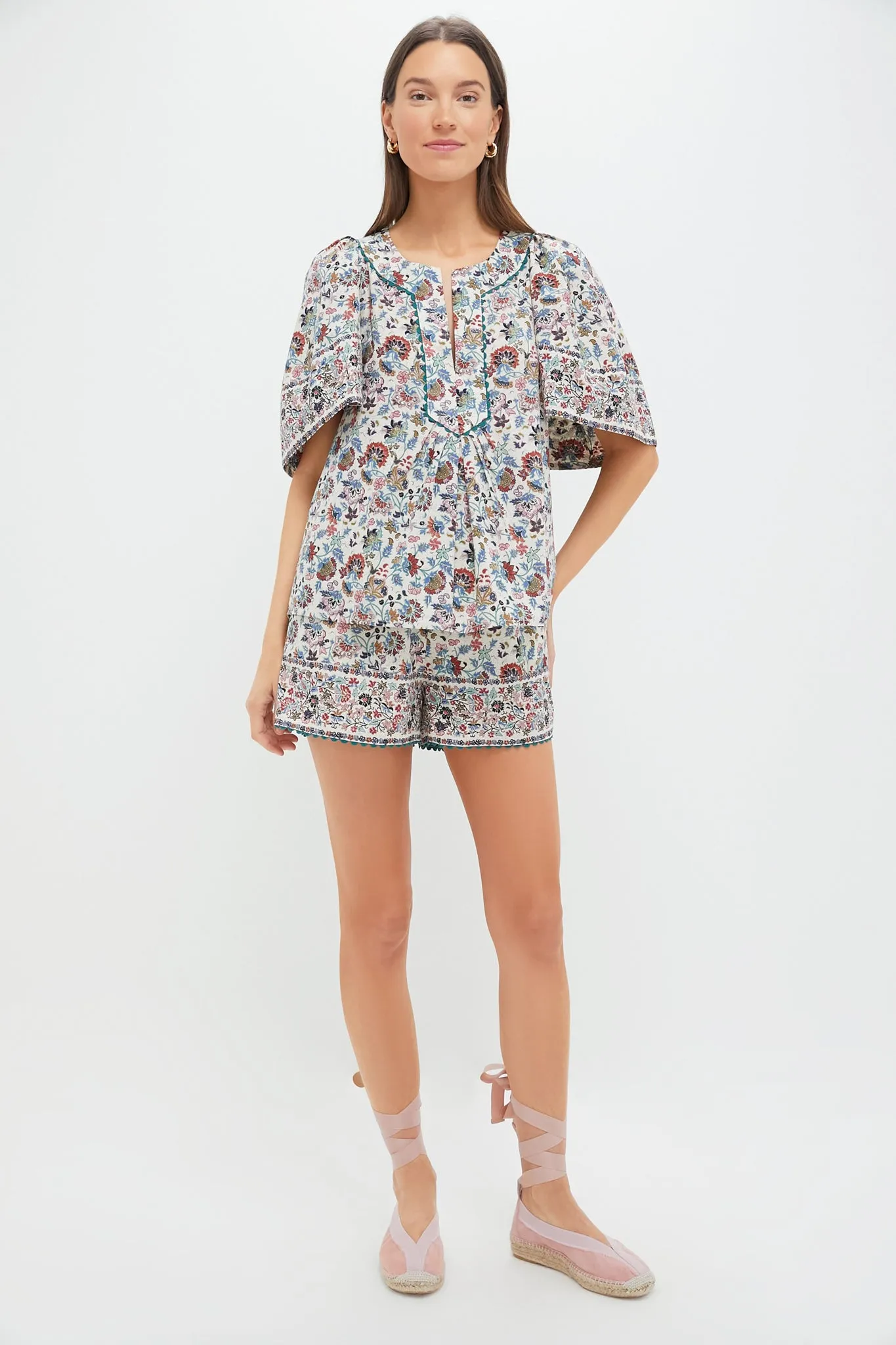 Cream Chintz Finley Flutter Sleeve Top