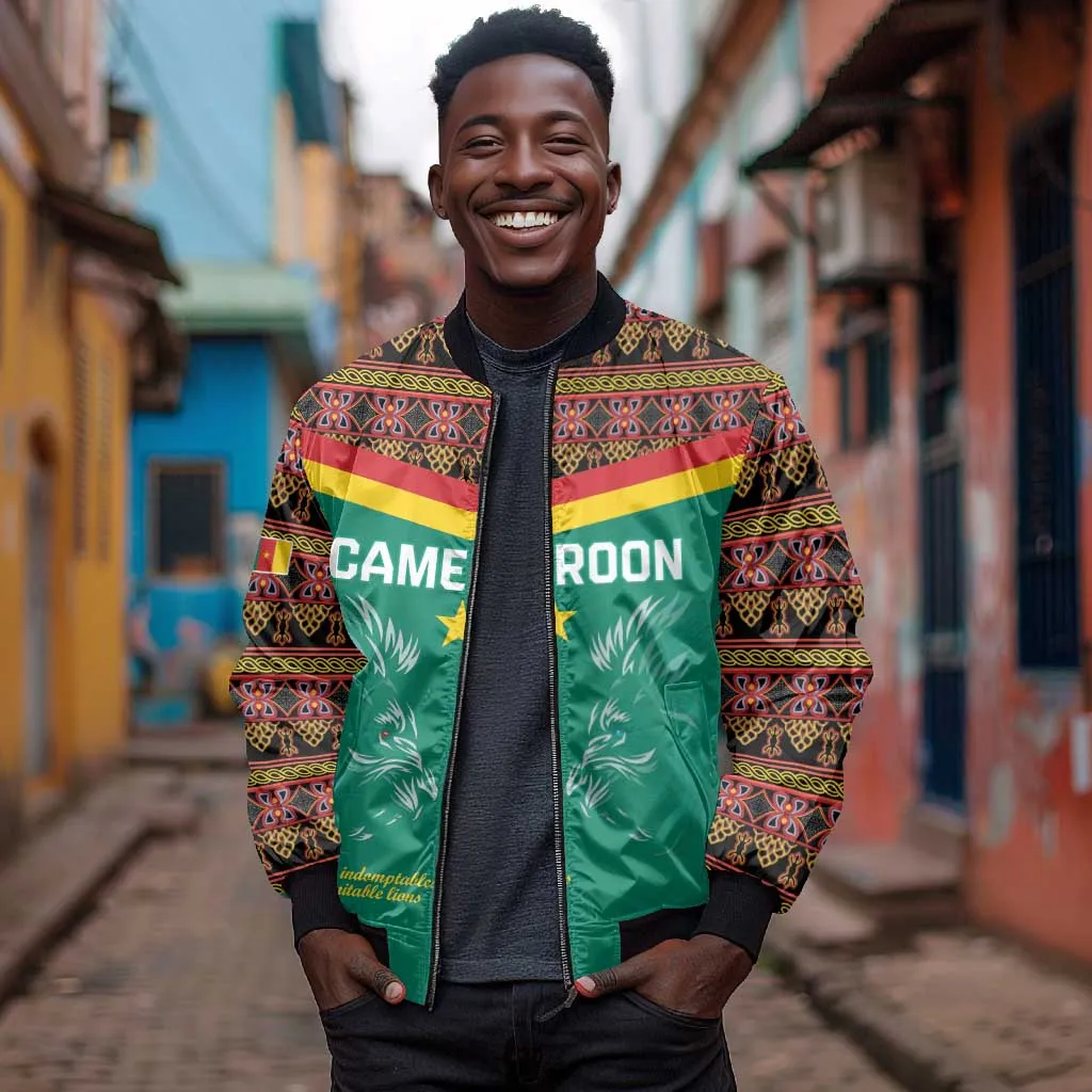 Custom Cameroun Football Bomber Jacket Allez Les Lions Indomptables LT15