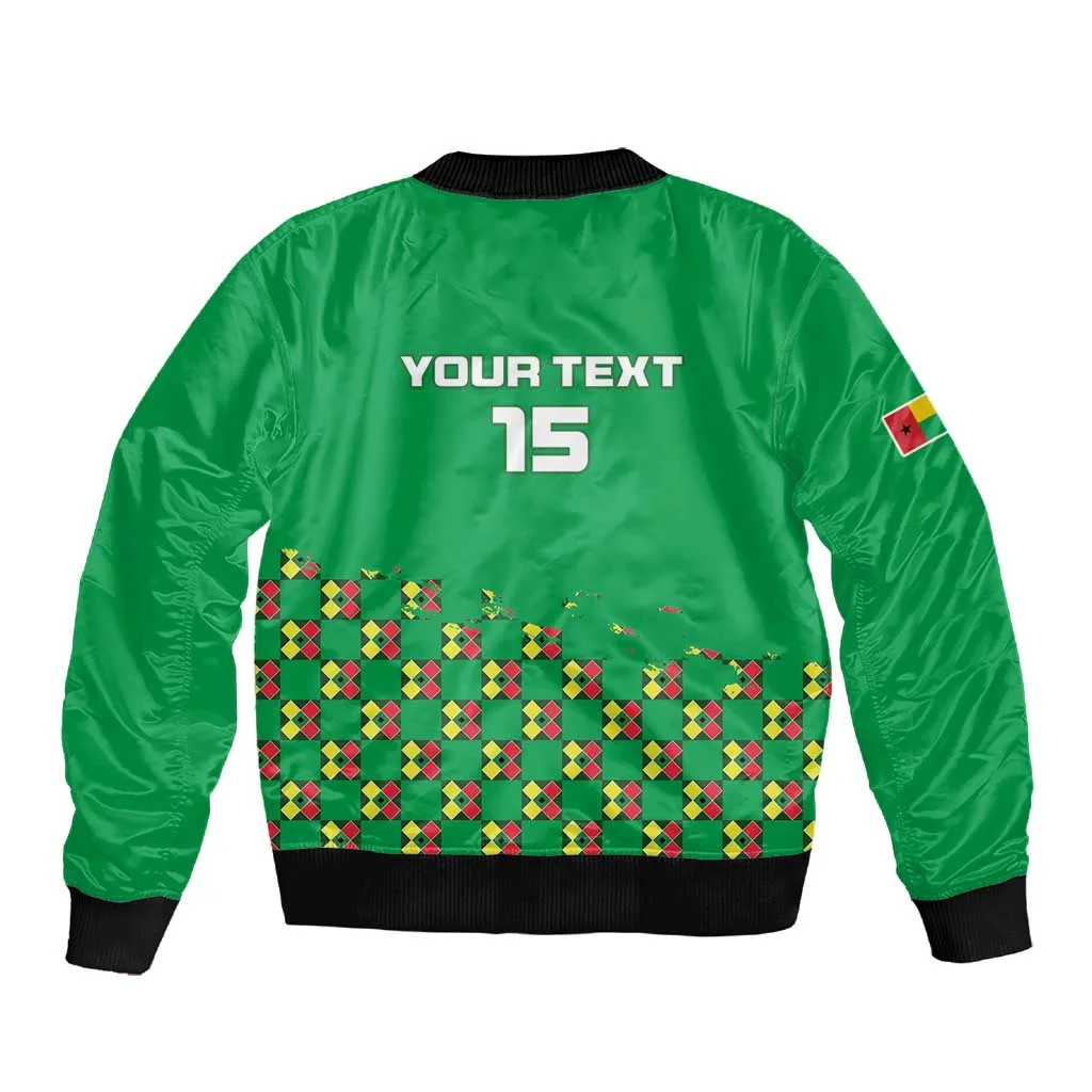 Custom Guinea Bissau Football Sleeve Zip Bomber Jacket African Wild Dog - Go Djurtus LT15