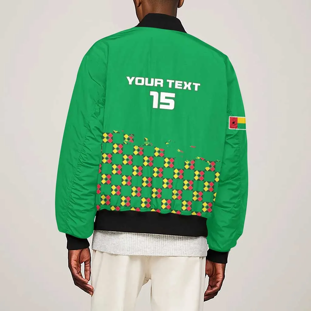 Custom Guinea Bissau Football Sleeve Zip Bomber Jacket African Wild Dog - Go Djurtus LT15