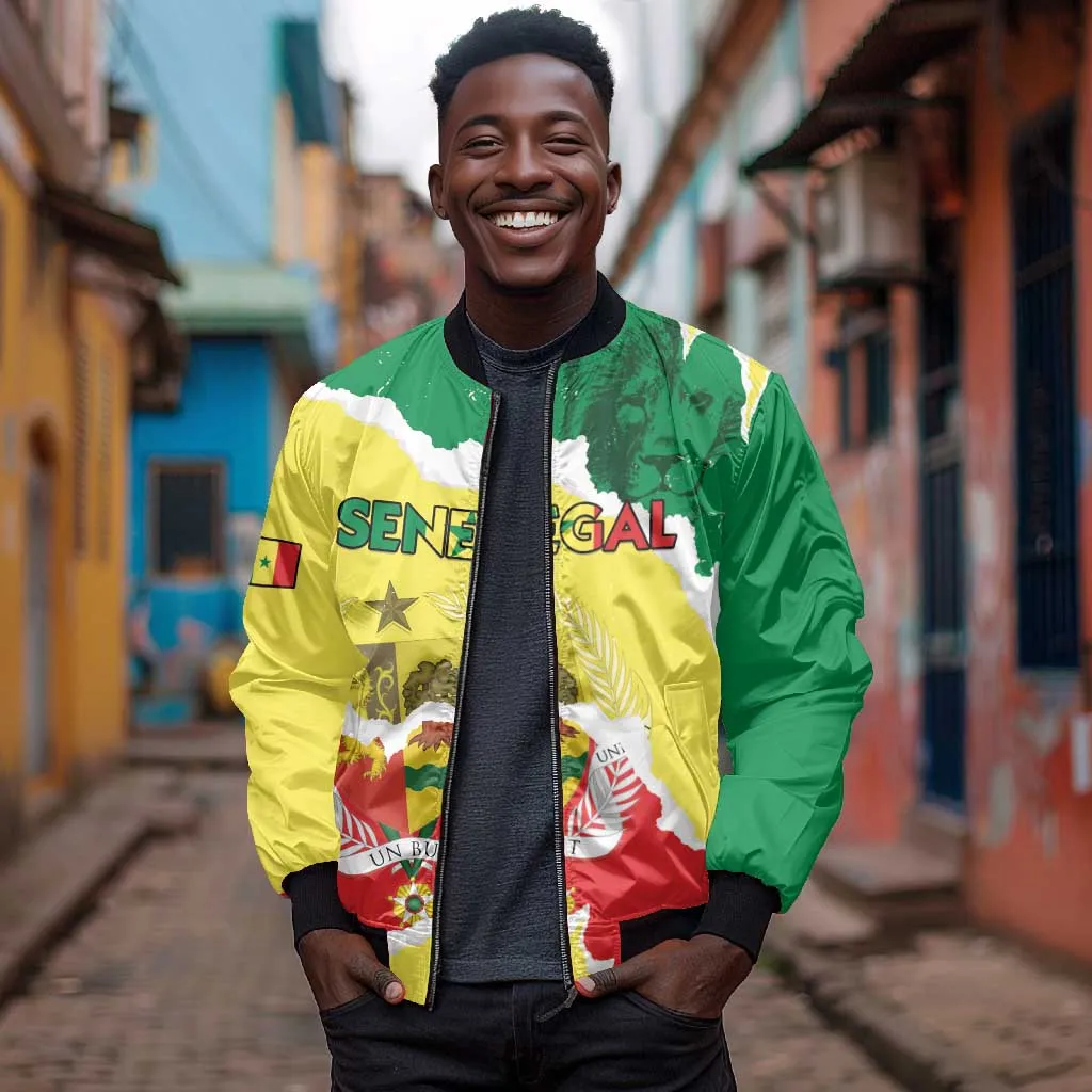Custom Senegal Beach Soccer 2025 Bomber Jacket Go Champions - Grunge Style LT15