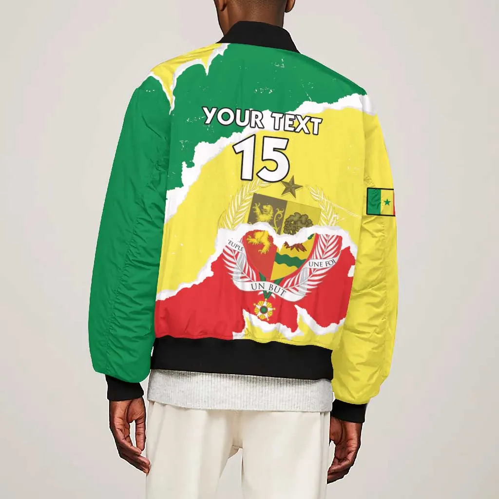 Custom Senegal Beach Soccer 2025 Bomber Jacket Go Champions - Grunge Style LT15