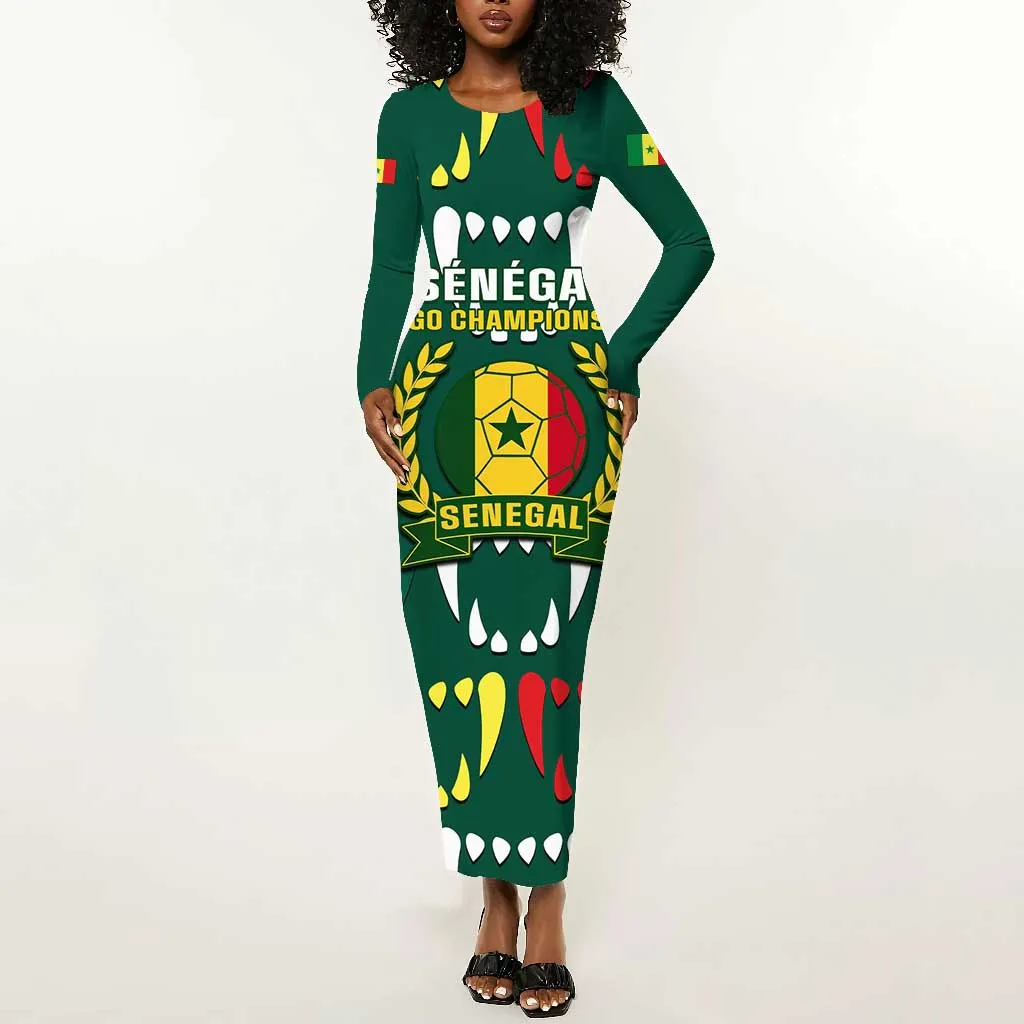 Custom Senegal Football Long Sleeve Bodycon Dress 2024 Culture Pour Home Style LT14