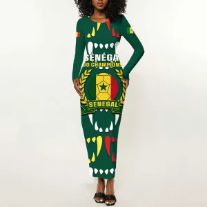 Custom Senegal Football Long Sleeve Bodycon Dress 2024 Culture Pour Home Style LT14