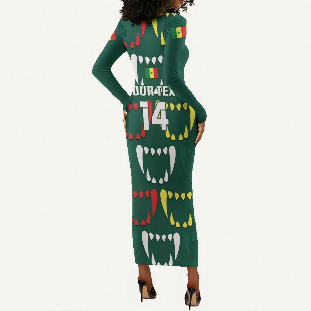 Custom Senegal Football Long Sleeve Bodycon Dress 2024 Culture Pour Home Style LT14