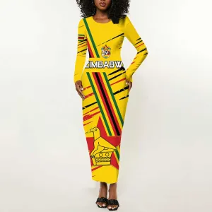 Custom Zimbabwe Football Long Sleeve Bodycon Dress Grunge Style LT15