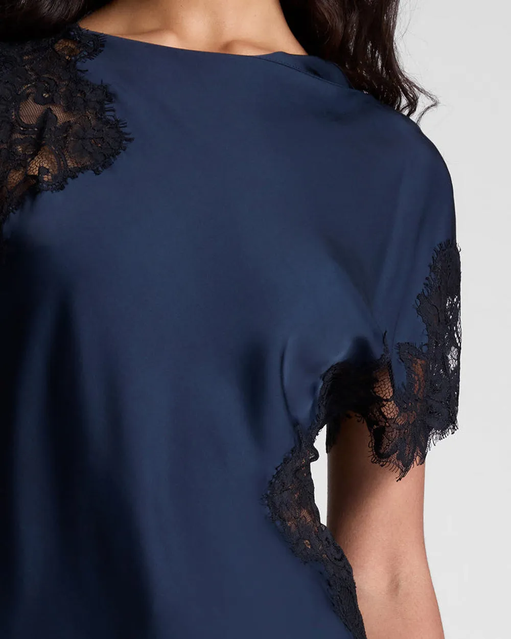 Dark Sapphire and Black Lace Alessia Top