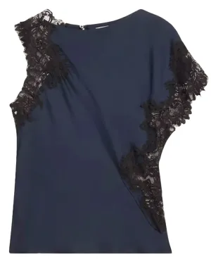 Dark Sapphire and Black Lace Alessia Top