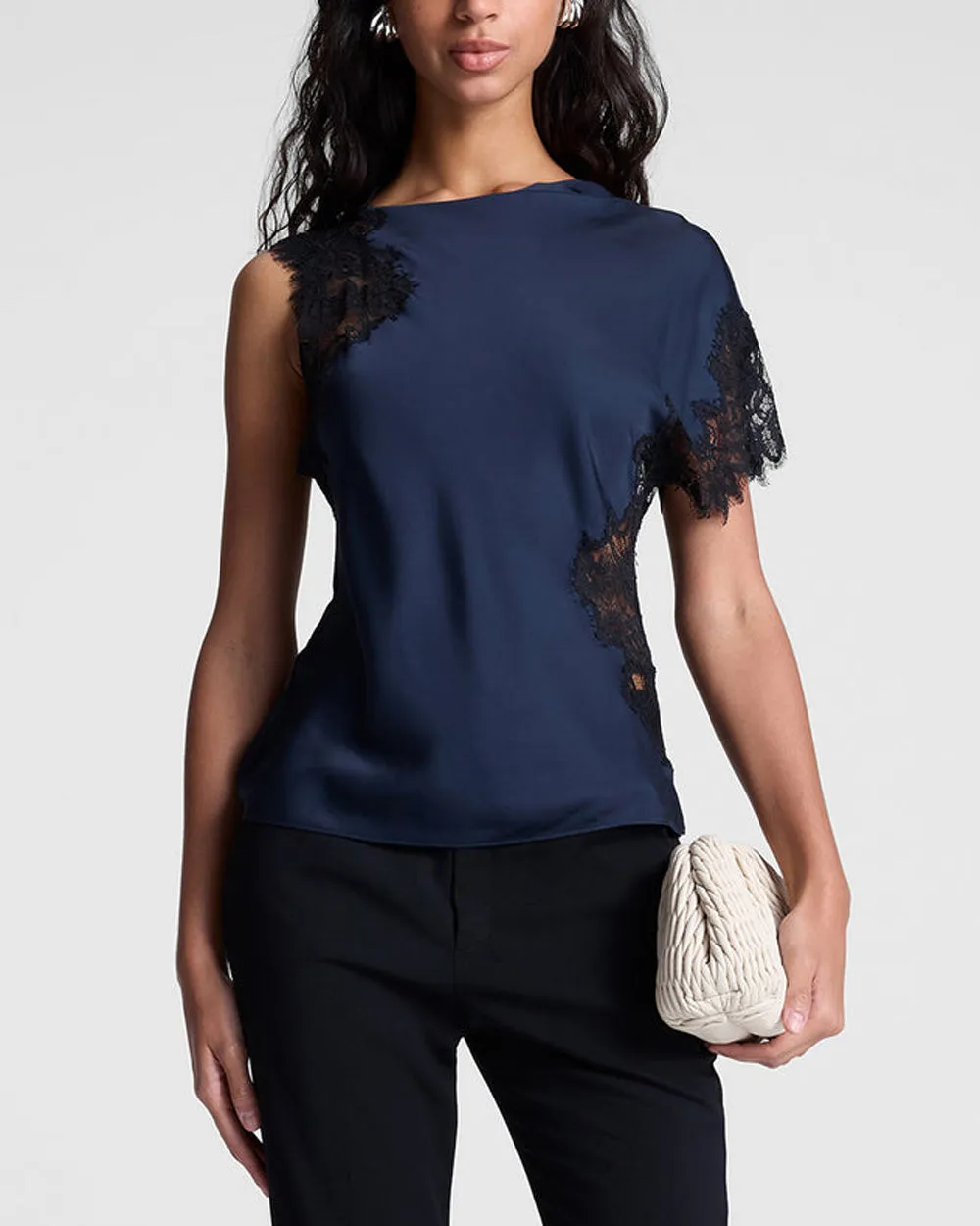 Dark Sapphire and Black Lace Alessia Top