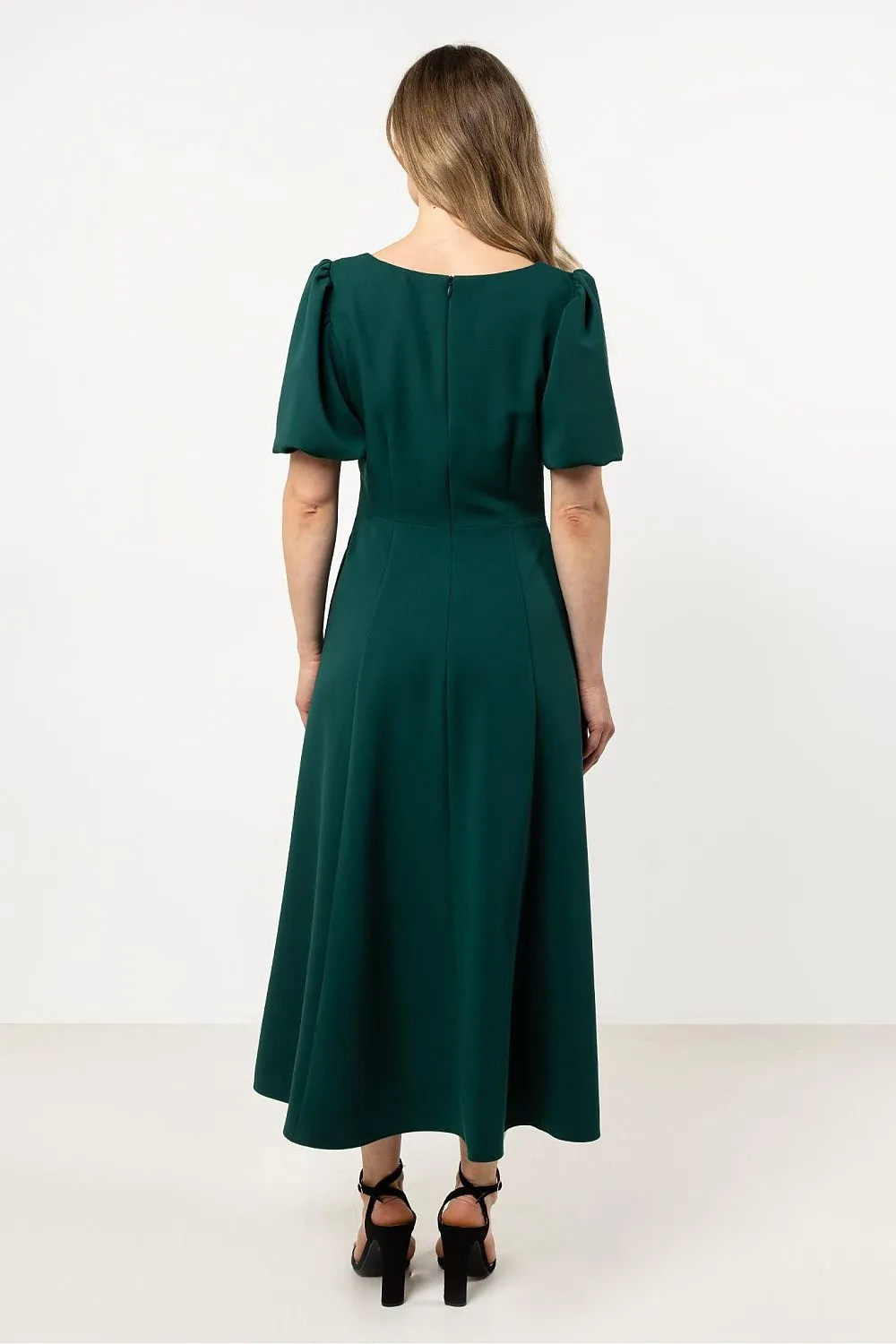 Deep Neckline Flared Dress