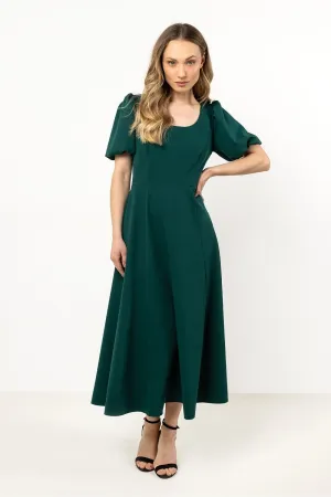 Deep Neckline Flared Dress