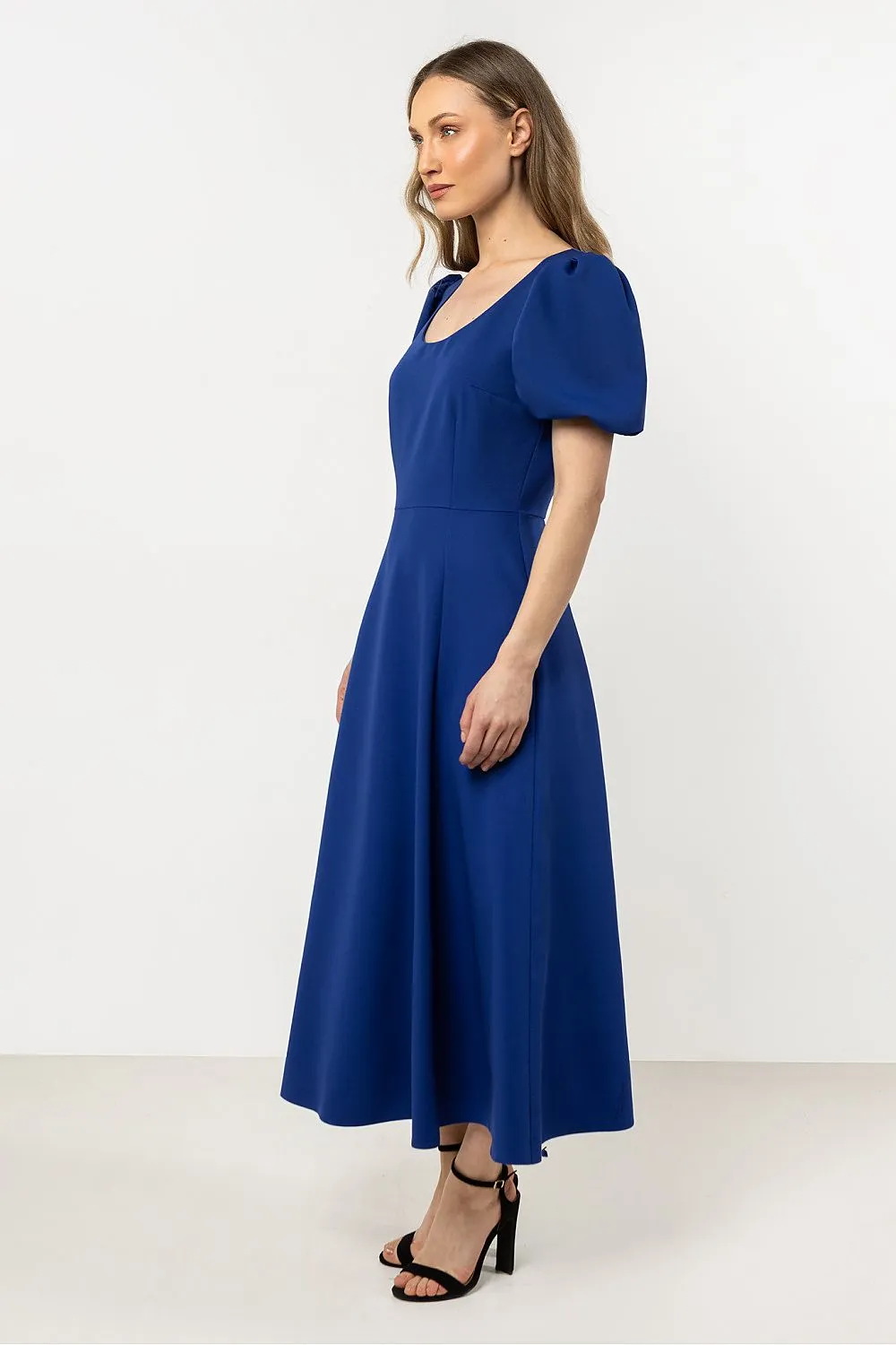 Deep Neckline Flared Dress