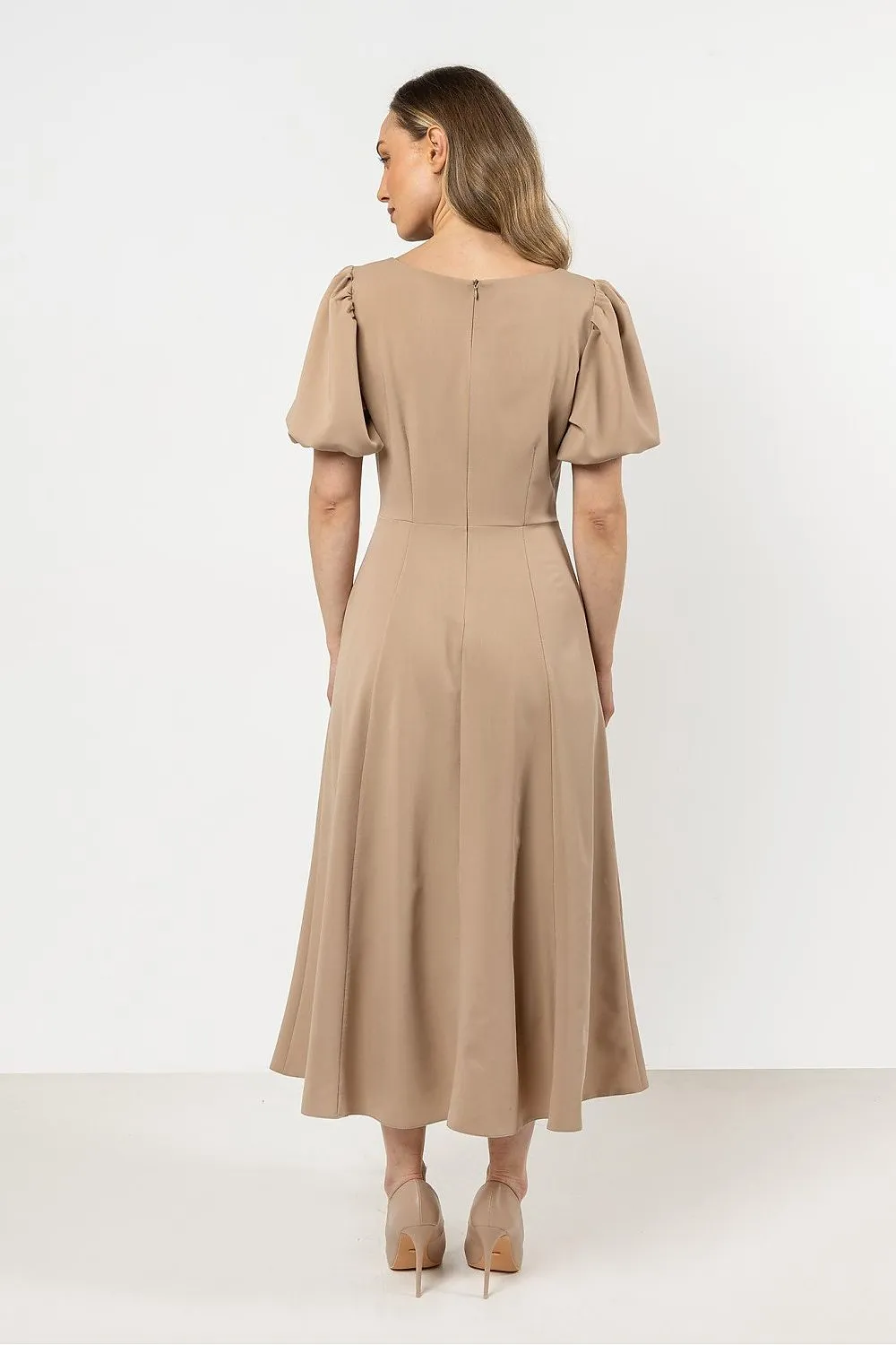 Deep Neckline Flared Dress