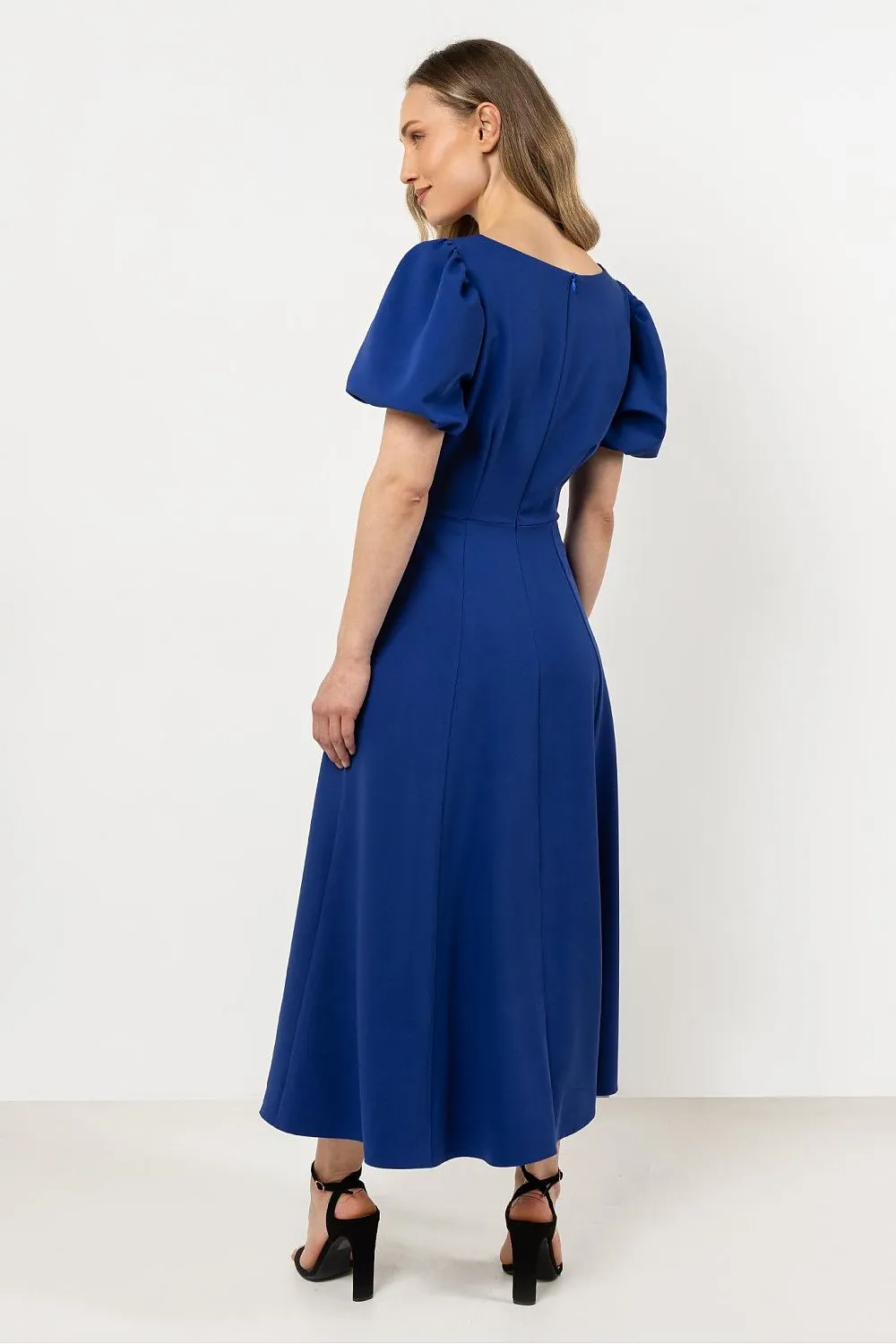 Deep Neckline Flared Dress
