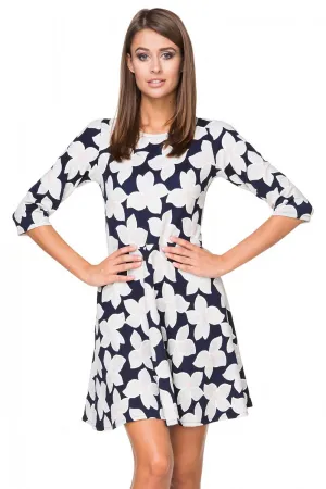 Delicate Boat Neck Flared Dress